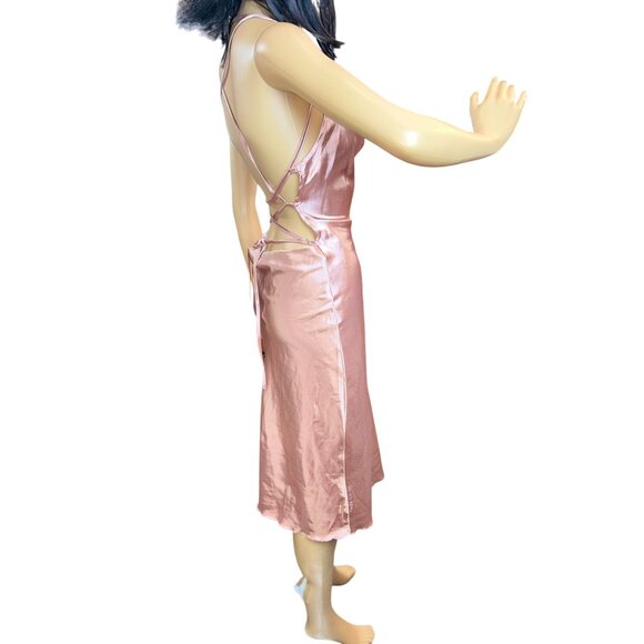 Sweetest Pink Sleeveless Lace Up Satin Dress Size XS - Picture 4 of 10
